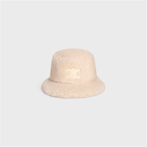 celine cashmere bucket hat|TRIOMPHE BUCKET HAT IN SHERPA CASHMERE .